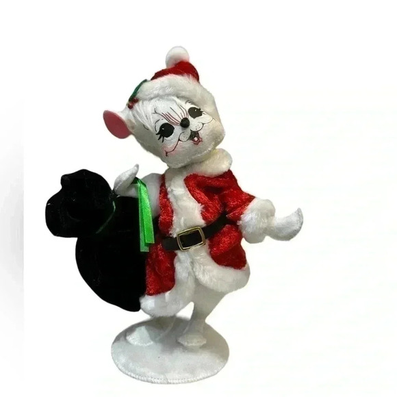 ANNALEE MOUSE DRESS AS SANTA w/Green Sack 2012 - Picture 4 of 7